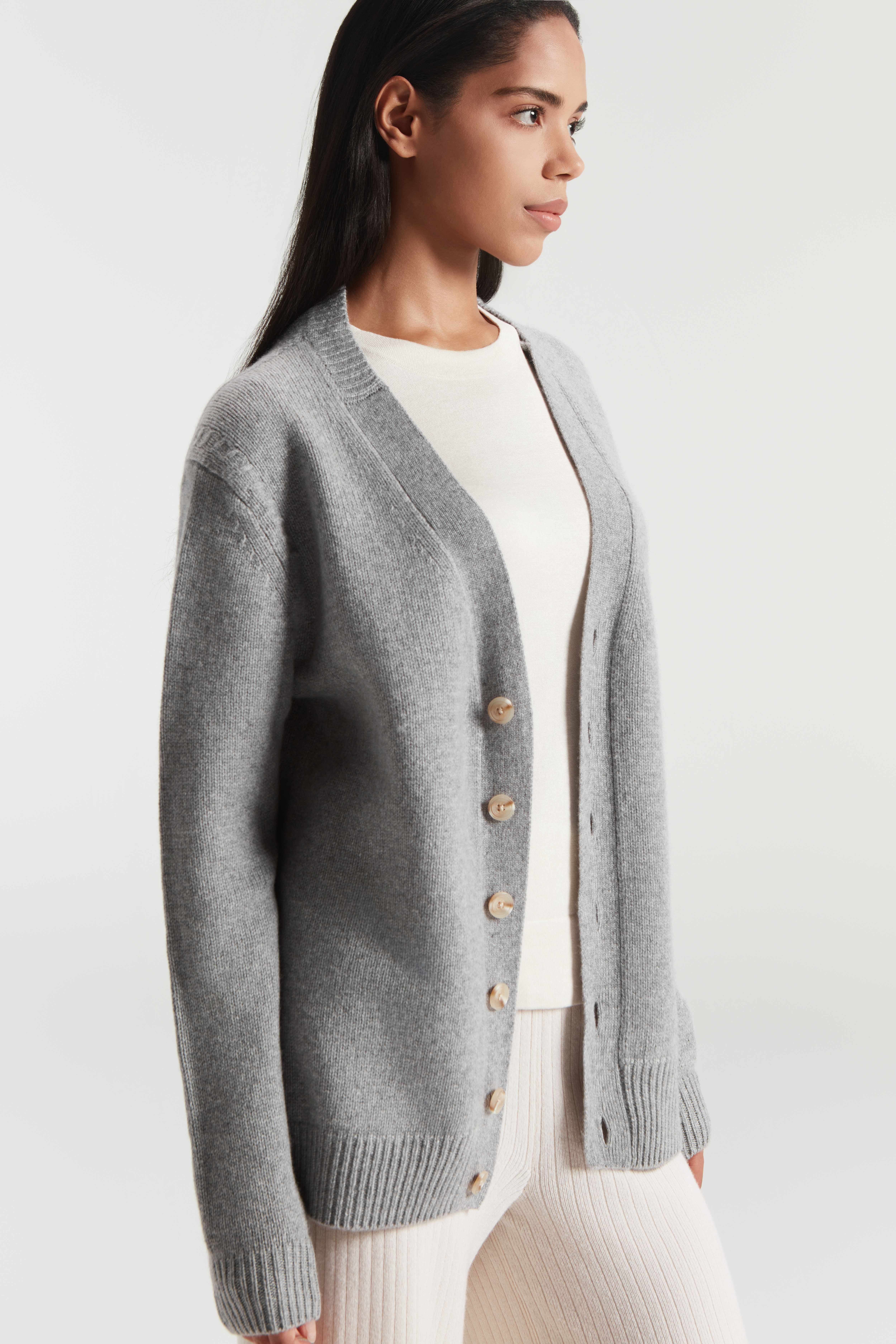 Женский чистый кашемир v Nece Grey Cardigan