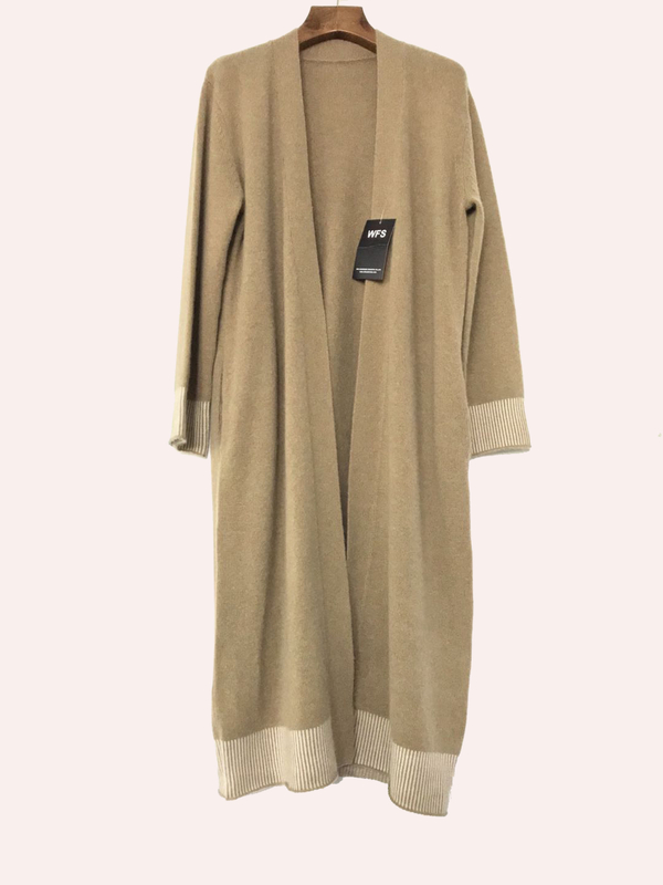 Женский длинный кардиган из шерсти и кашемира 7 калибра