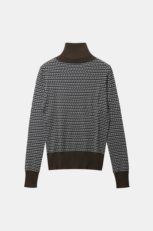 Темно -коричневый полосатый джемпер