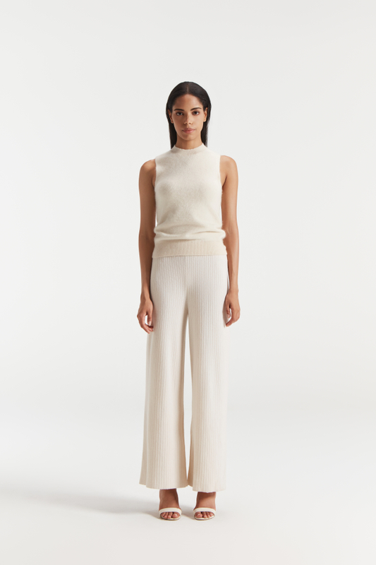 Женский белый чистый кашемировый пуловер