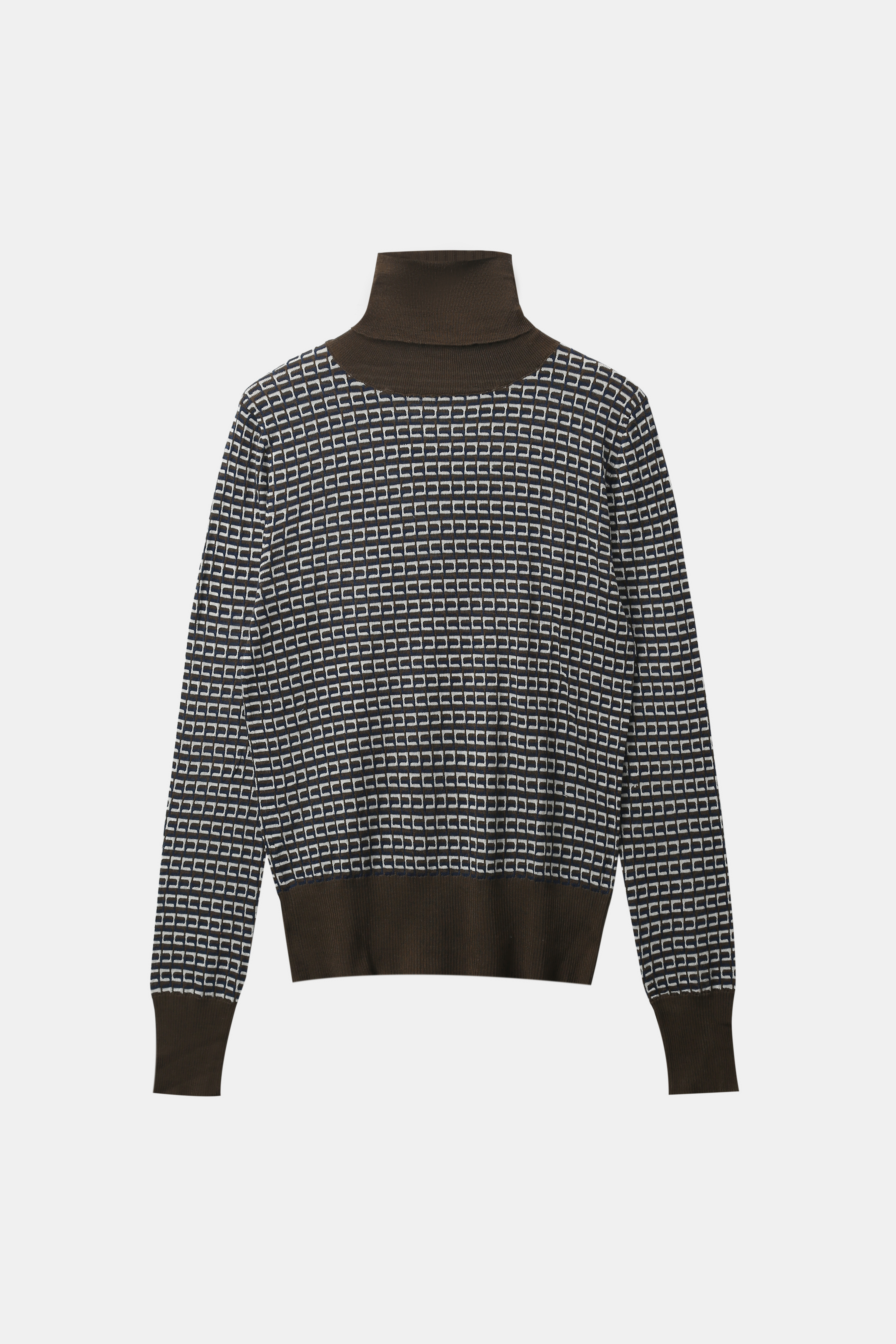 Темно -коричневый полосатый джемпер