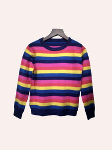 Детский пуловер из чистого кашемира с трехцветными полосками