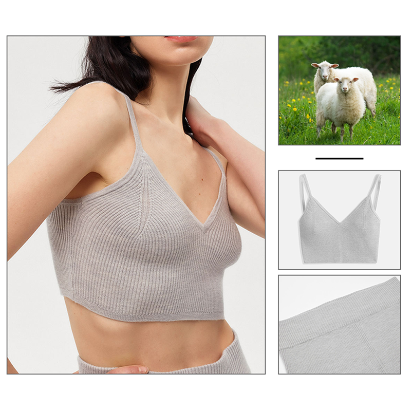 Роскошный 100% кашемировый вязаный спортивный бюстгальтер для Ultimate Comfort